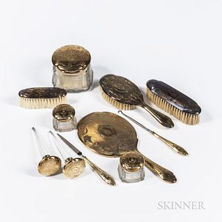 Eleven-piece Gorham 14kt Gold Vanity Set, Providence, late 19th/early 20th century, special order numbers 7571-7577 and 7582-7583, each