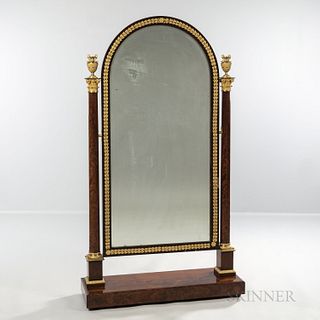 Empire-style Ormolu-mounted Mahogany Cheval Mirror, early 20th century, ht. 74, wd. 42 1/4, dp. 12 3/4 in.