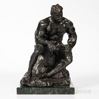 After Auguste Rodin (French, 1840-1917), Copy of Athl?te am?ricain (First Version), A reproductive aftercast; stamped "A. Rodin" of the