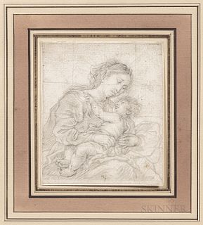 Flemish School, 17th Century, Madonna and Child, Half-length View, Unsigned, inscribed "H. van Balen" on the back of the mount., Condit