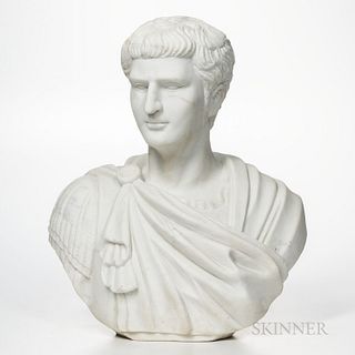 Marble Bust of Caesar, 19th/20th century, typically modeled wearing a cloak, ht. 20 in.