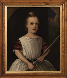 Attributed to James R. Scott, R.S.A. (British, active 1854-1871), Portrait of a Boy Holding a Rifle, Said to be Alexander Duff Leadbett