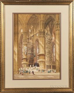 Heinrich Hermann Schafer (German, 1815-1884), Cathedral at Milan, Italy, Titled and signed ".../H. Schäfer" in ink l.l., Condition: Not