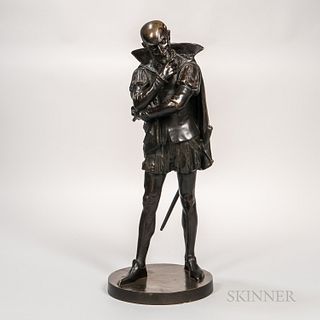 After Pierre Marie Francois Ogé (French, 1849-1912)  Bronze Figure of Mephisto, dark brown patina, inscribed signature, ht. 32 1/4 in.