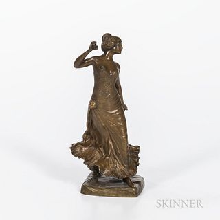 Victor-Heinrich Seifert (German, b. 1870)  Bronze Model of an Art Nouveau-style Dancer, posed with castanets, inscribed signature, ht.