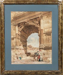 Giuseppe Costantini (Italian, 1844-1894), Scene Popolare all'Arco di Tito, Signed "Costantini" l.l., titled and dated "...1870 circa" i