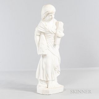 Carved Marble Figure of Autumn, 19th/20th century, the standing figure typically decorated holding sheafs of wheat, ht. 40 in.