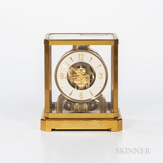 Jaeger-Le Coultre Atmos Clock, Switzerland, 20th century, gilt-brass case, serial number 128700, ht. 9 1/4 in.