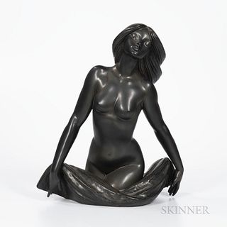 Lladro Juan Huerta Model of Bather, Spain, c. 1985, dark green glaze, signed and numbered 276 in a limited edition of 300, factory mark