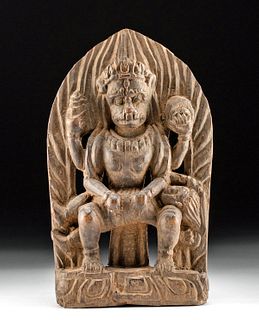 Late 18th C. Nepalese Wood Relief w/ Narasimha