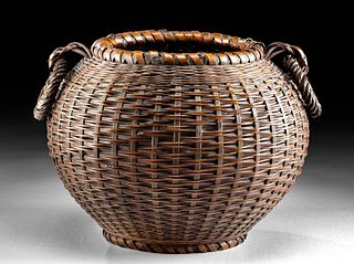 20th C. Japanese Bamboo Woven Takeami Basket