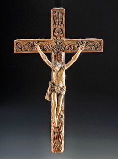 18th C. Bolivian Wood Crucifix - Palo Naranja