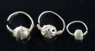 Lovely Group of Byzantine Silver Earrings (3)