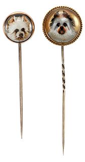 Two 14kt. Reverse Crystal Stick Pins