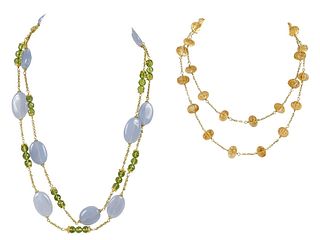 Two Gold Gemstone Necklaces