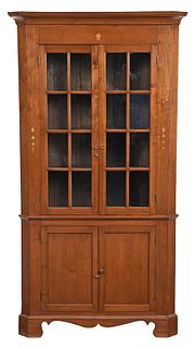 Southern Federal Style Inlaid Corner Cupboard