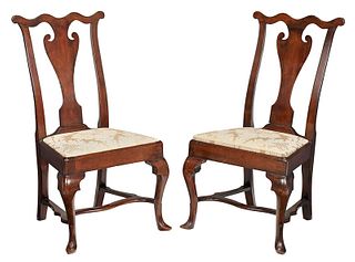 Pair Philadelphia Queen Anne Walnut Side Chairs