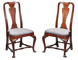 Pair American Queen Anne Mahogany Side Chairs