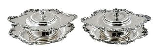 Set of 12 Sterling Pot de Creme with Underplates 
