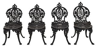 Set of Four Victorian Style Cast Iron Garden Chairs
