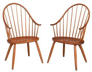 Pair Thomas Moser Windsor Style Armchairs