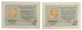 Pair Liberty Head $10 Gold Coins