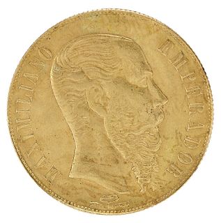 1866 Mexican 20 Pesos Gold Coin 