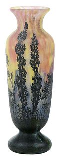 Daum Nancy Art Glass Cameo Landscape Vase