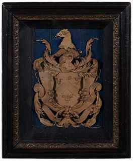 English Shaped and Cut Paper Coat of Arms
