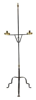 Wrought Iron and Brass Adjustable Candle Stand