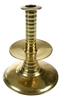 An English Brass Trumpet Base Candlestick
