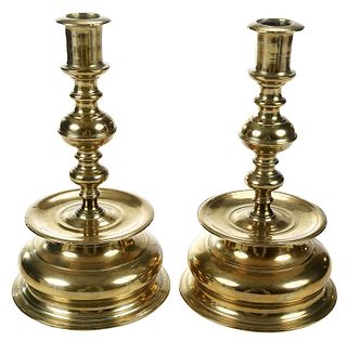 Pair of North European Brass Candlesticks
