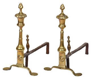 Pair Chippendale Brass Andirons 
