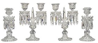 Two Pairs Signed Baccarat Crystal Candelabra