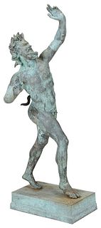 Patinated Bronze Statue of Dancing Satyr