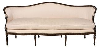 Sheraton Style Painted Gilt Upholstered Sofa