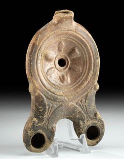 Roman Pottery  Double Spouted Oil Lamp