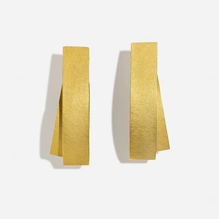 Ulla & Martin Kaufmann, 'Folded' gold earrings