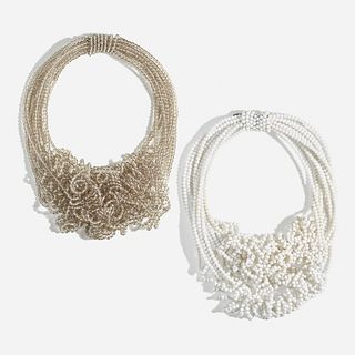 Marina and Susanna Sent, Two 'Riccia' glass bead necklaces