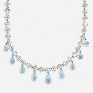Tiffany & Co., Diamond and aquamarine 'Crochet Lace' necklace