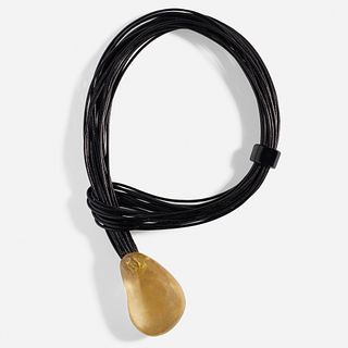 Catherine Noll, Resin, ebony, and leather necklace
