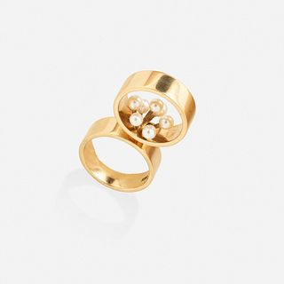 Hans Hansen, Gold and cultured pearl ring