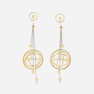 Modernist bicolor gold earrings