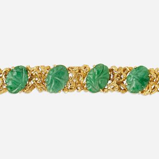Gold and jadeite bracelet