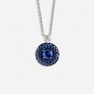 Graff, 'Halo' sapphire and diamond necklace