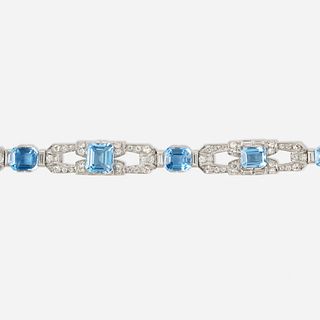 Diamond and aquamarine bracelet