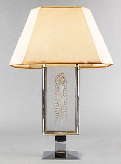 R. Lalique Art Deco "Bacchante" Art Glass Lamp