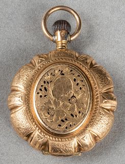 Victorian 14K Yellow Gold Enamel Pocket Watch