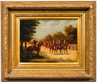 A. Tucker Signed "The Cavalry" 19th C. Oil