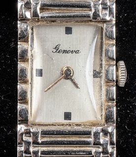 Vintage Geneva 14K White Gold Ladies Wristwatch